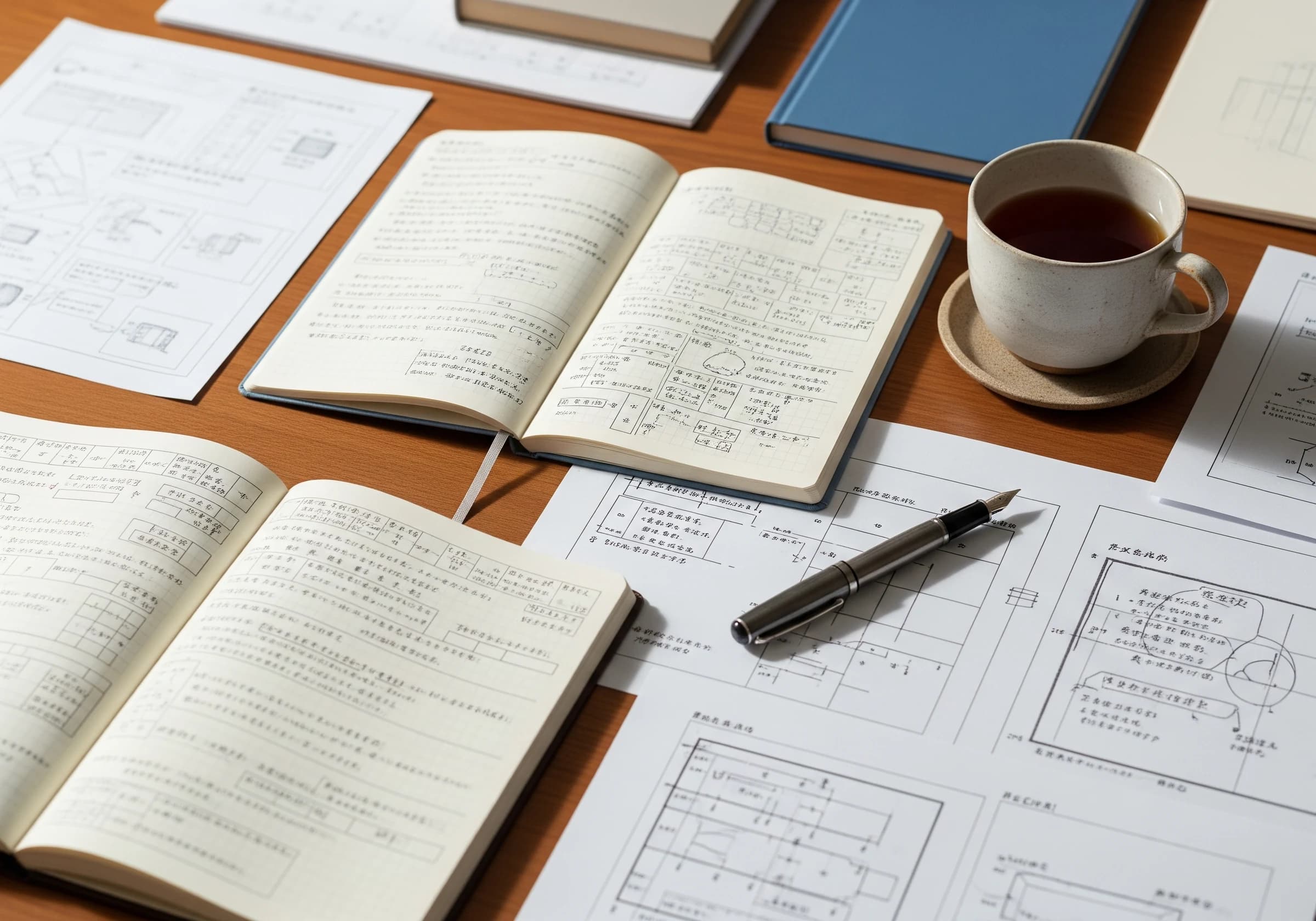 代表のデスクと手書きのノート